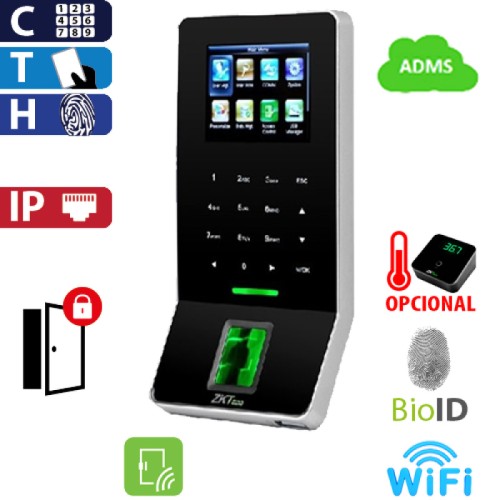 Control de Acceso BioID Huella, Tarjeta y Código  ZKTeco (F22/ID/BL)